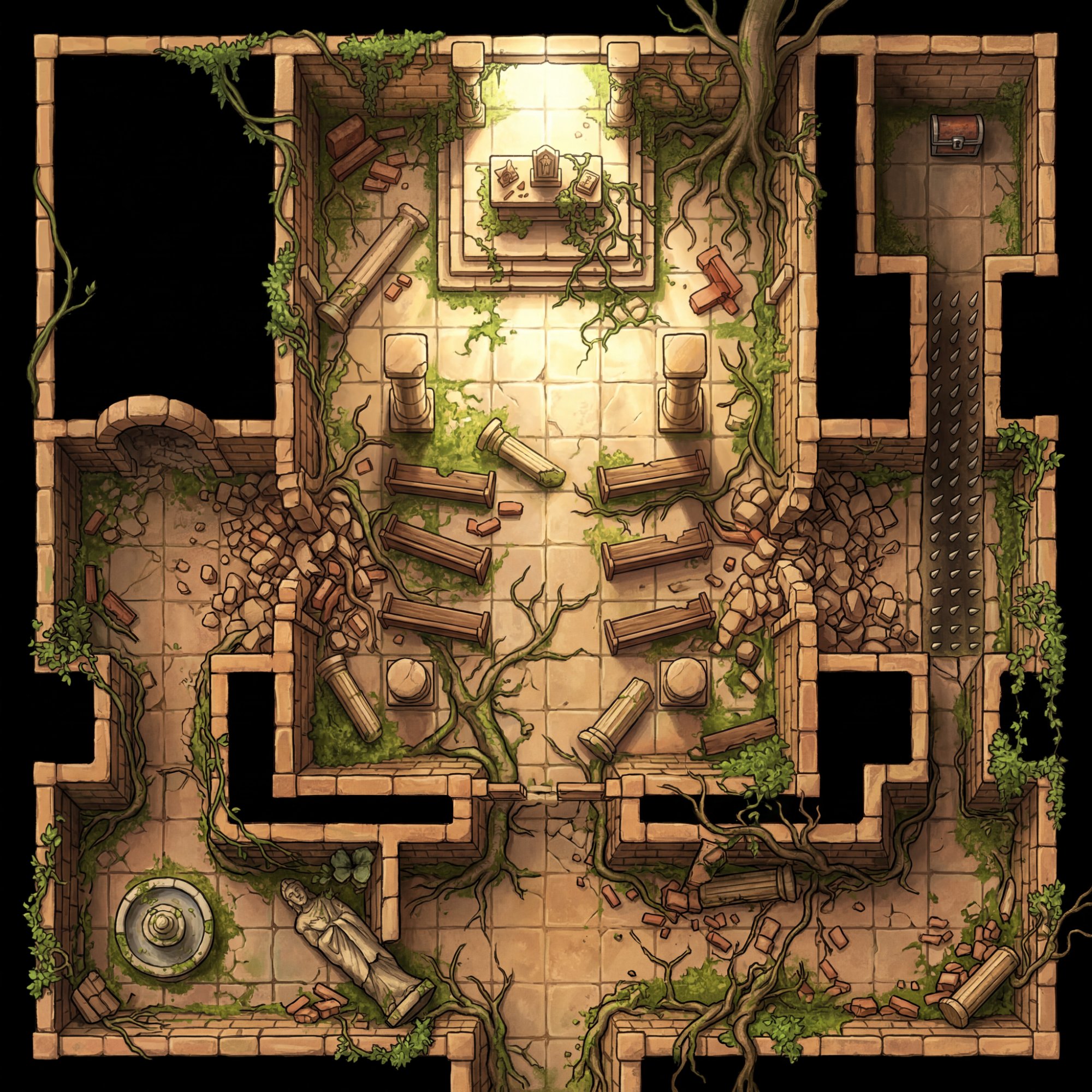 Ancient temple ruin map