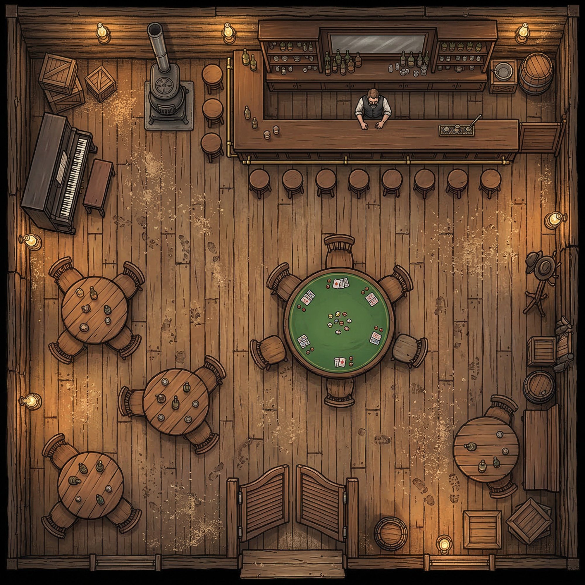Western saloon map