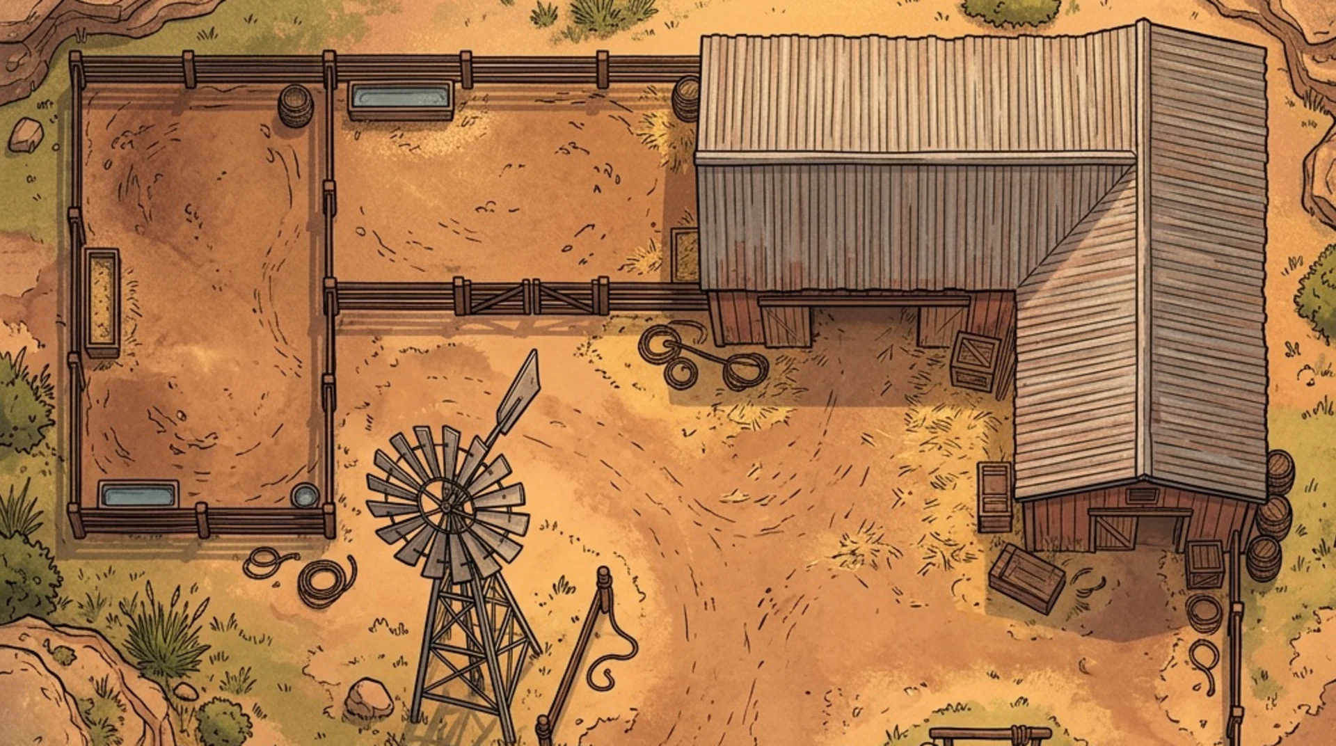 Cattle ranch battle map, shown behind the sign-up call to action
