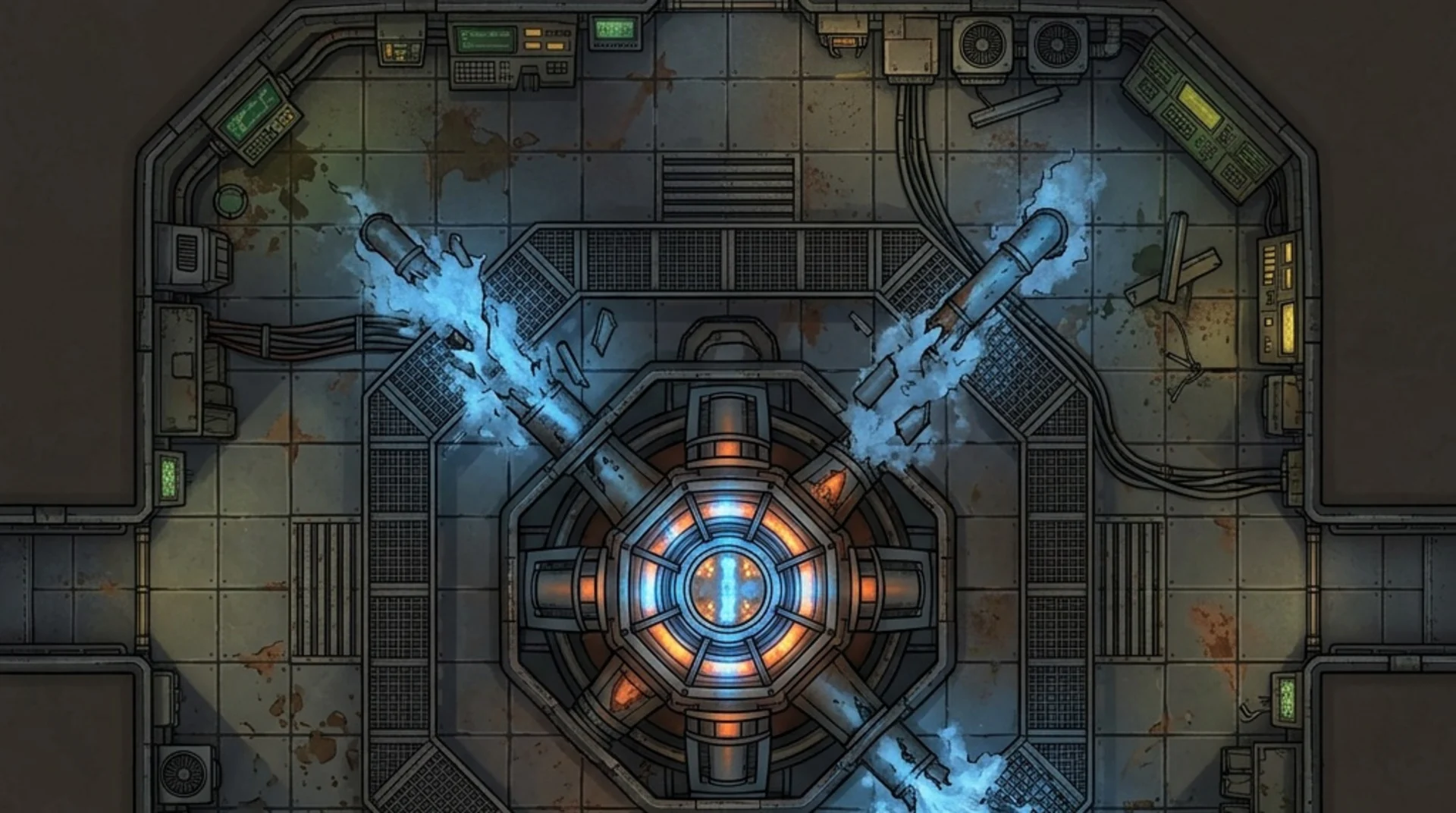 Starship engine room battle map, shown behind the sign-up call to action